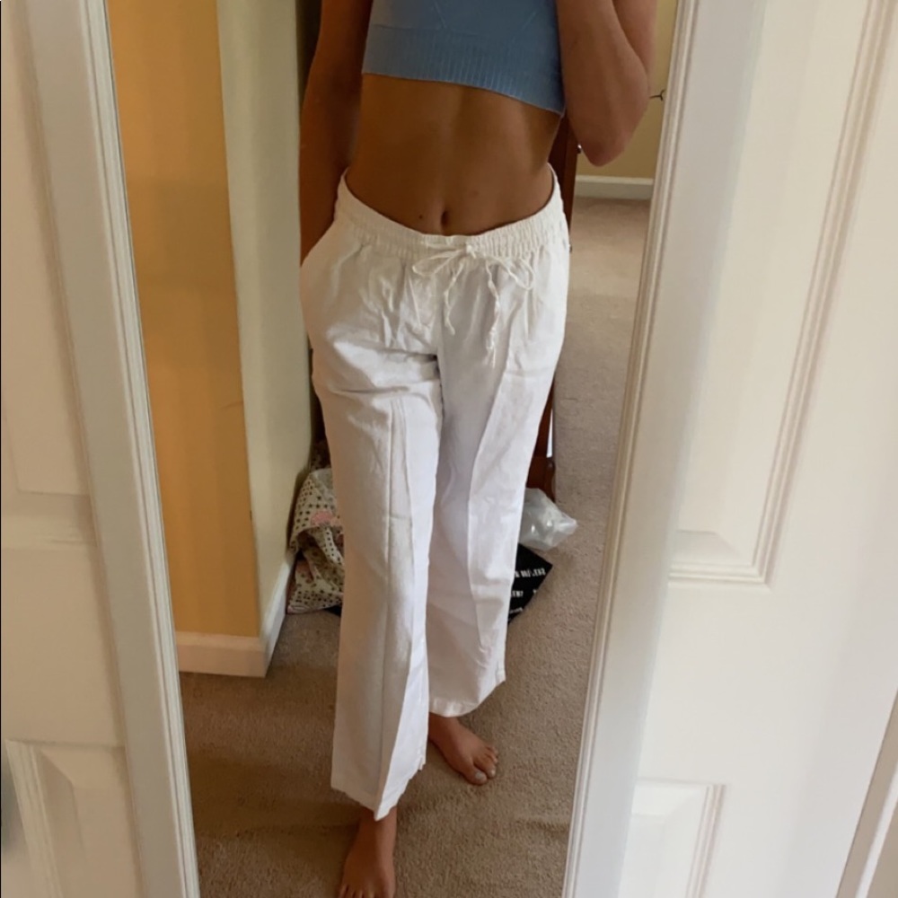 White Flowy Pants